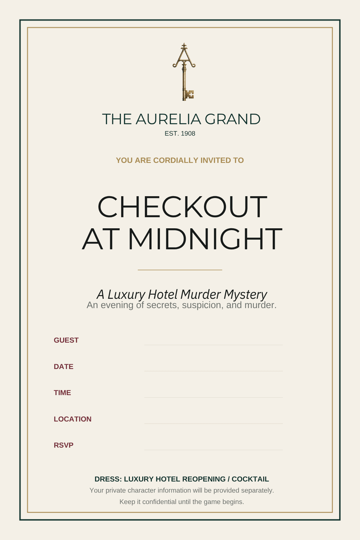 Invitation to The Aurelia Grand.