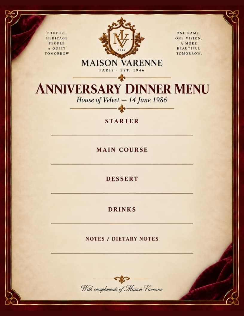 Maison Varenne menu preview.